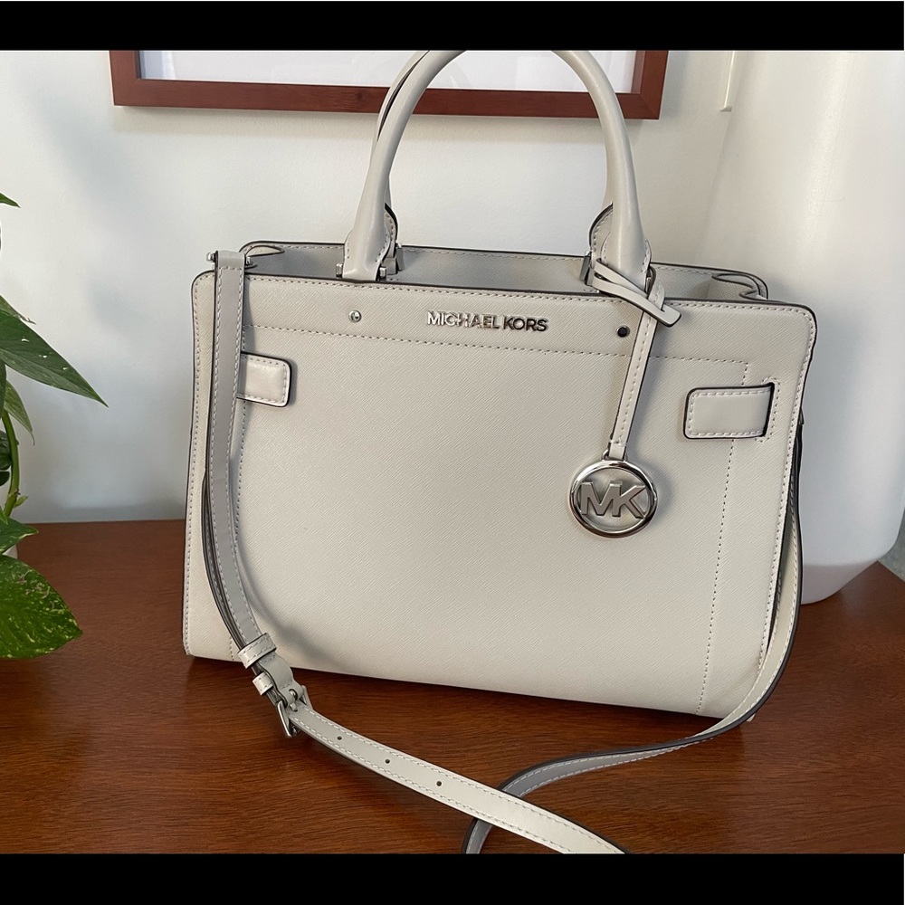 Michael Kors cement grey crossbody satchel bag